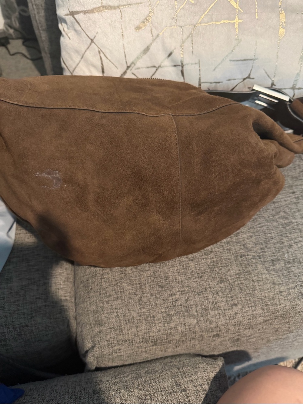 AllSaints Luna Suede Shoulder Bag Fango Brown - Picture 10 of 12